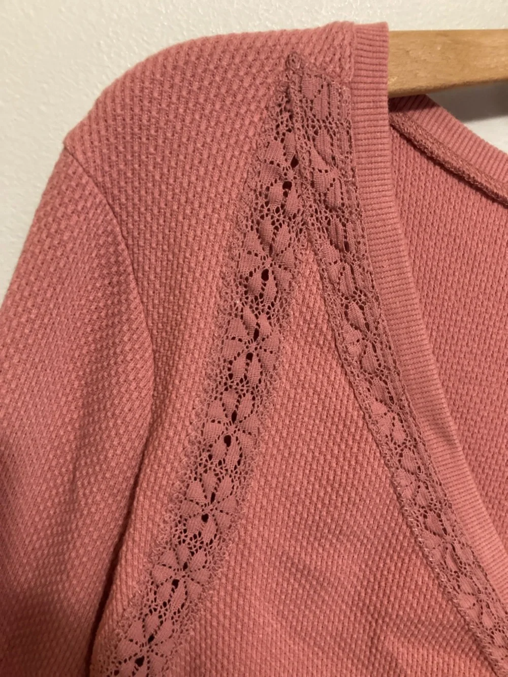 Free People Dusty Rose Pink V-Neck Wear Me Out Ruched Long Sleeve Top Size Large